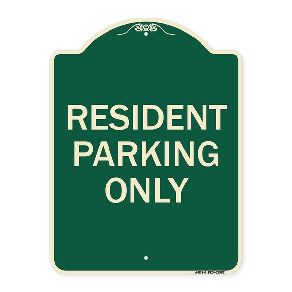Signmission Resident Parking Only Heavy-Gauge Aluminum Architectural Sign, 24" x 18", G-1824-22982 A-DES-G-1824-22982 - main